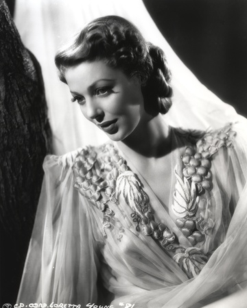 Loretta Young Crepe White Dress With Sheer Sleeves Photo by  Movie Star News