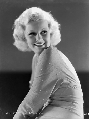 Jean Harlow Portrait in Silk Robe and Black Pelt Photo by  Movie Star News