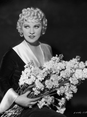 Mae West Holding a Flower in Black Dress Portrait Photo by ER Richee