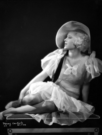 Mary Carlisle Seated in White Dress with Hat Photo by  Movie Star News