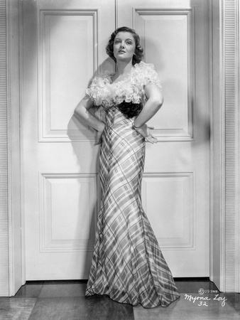 Myrna Loy in Elegant Gown in Black and White Photo by  Movie Star News
