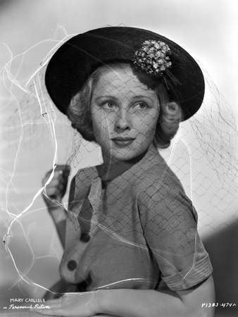 Mary Carlisle Portrait wearing Hat with Veil Photo by  Movie Star News