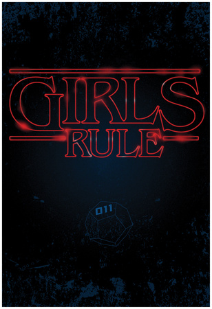 Girls Rule Vertical Night Blue Marquee Posters