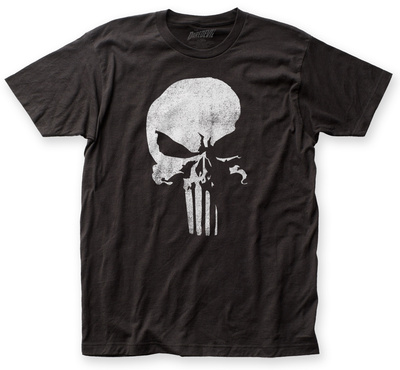 The Punisher- Distressed Half Skull Emblem T-Shirt