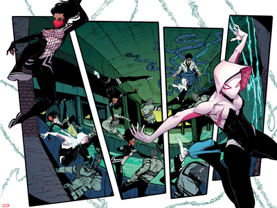Spider-Woman No. 6 Panel Featuring: Silk, Spider-Gwen, Doctor Octopus Prints by Joelle Jones