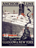 Anchor Line, Glasgow to New York Giclee Print by Kenneth Shoesmith