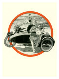 British BSA Motorcycle Sidecar Giclee Print
