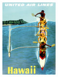 United Airlines, Hawaii Outrigger reproduction procédé giclée