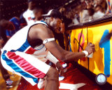 Ben Wallace Celebrating 2004 NBA Championship by Spray Painting  ©Photofile Photo