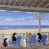 Dogs on Deck Chairs Plakater af Carol Saxe