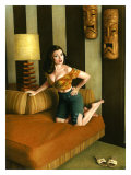 Affiche d'une pin-up dans une chambre de motel Kona Kai reproduction procédé giclée par Richie Fahey