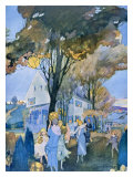Halloween Placing of the Jack-O-Lanterns Giclee Print