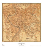 Mapa di Roma, 1898 Prints by Lorenzo Fiore