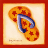 Red Flip Flop I Print by Kathy Middlebrook