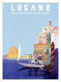 Affiche de Lugano, station de la Susse italienne reproduction procédé giclée par Leopoldo Metlicovitz