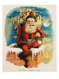 On the Chimney Top Book of Santa Claus Giclee Print