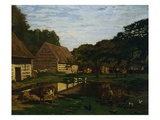 Cour de ferme en Normandie reproduction procédé giclée par Claude Monet