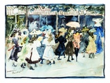 Watercolor of Girls Walking Along the Boardwalk by Maurice Brazil Prendergast Giclée-tryk af Geoffrey Clements Watercolor of Girls Walking Along the Boardwalk by Maurice Brazil Prendergast Giclée-tryk af Geoffrey Clements