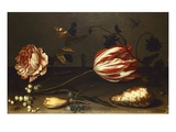 Flowers, Insects, and a Shell Giclee Print by Balthasar van der Ast