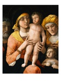 La sainte famille avec Sainte Elizabeth et l'enfant Saint Jean Baptiste reproduction procédé giclée par Andrea Mantegna