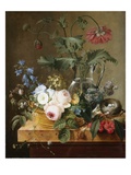 Red Anemones in a Glass Jar Giclee Print by Pierre Joseph Redoute