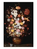 A Crown Imperial, a Peony and Other Flowers in a Wooden Tub with Butterflies and Beetles Giclee Print by Jan Brueghel the Younger