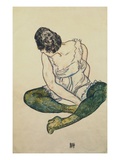 Seated Woman with Green Stockings Giclee-vedos tekijänä Egon Schiele Seated Woman with Green Stockings Giclee-vedos tekijänä Egon Schiele
