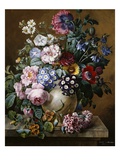 A Vase of Flowers on a Ledge Giclee Print by Camille de Chantereine
