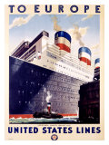 To Europe, United States Lines, Leviathan Giclee Print