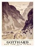 Swiss Gotthard Ski Resort Lámina giclée por Otto Baumberger