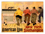 American Line, New York to Southampton Giclee Print by Henri Cassiers