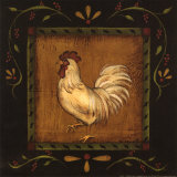Square Rooster Left Prints by Kim Lewis