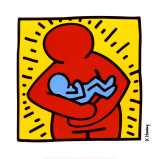 Mother Holding Baby, 1986 Poster af Keith Haring Mother Holding Baby, 1986 Poster af Keith Haring