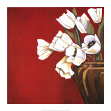 Tulips on Red Poster by Ann Parr
