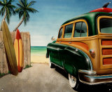 Retro Auto Beach Woody Emaille bord