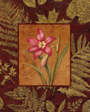 Liliy On Golden Leaves Planscher av Debra Lake