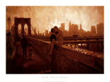 Les Amoureux de Brooklyn Bridge Poster by Rob Hefferan