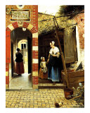 Patio holandés de una casa en Delft Lámina giclée por Pieter de Hooch