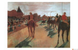Chevaux de course devant la tribune reproduction procédé giclée par Edgar Degas