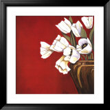 Tulips on Red Poster by Ann Parr