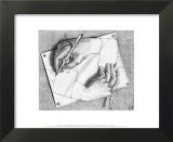 Mains dessinant Affiche par M. C. Escher