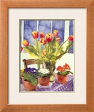 Tulips And Primulas Prints by Richard Akerman