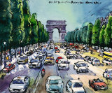 Arc de Triomphe + Avenue des Champs Elysees Láminas por Michael Leu Arc de Triomphe + Avenue des Champs Elysees Láminas por Michael Leu