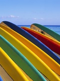Row of Surfboards at Beach Photographic Print by Randy Faris