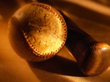 Old Baseball and Baseball Bat Photographic Print by Danilo Calilung