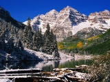 Maroon Lake and Maroon Bells Photographic Print by Anne W. Krause