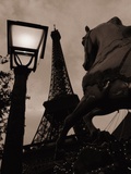Carousel Horse, Street Light and Eiffel Tower Photographic Print by Jack Hollingsworth