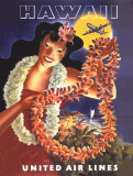 Hawaii, United Air Lines Prints