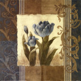Blue Tulip Scroll Prints by Viv Bowles