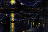 Starry Night over Brooklyn Bridge Pósters por Nathan Mellot